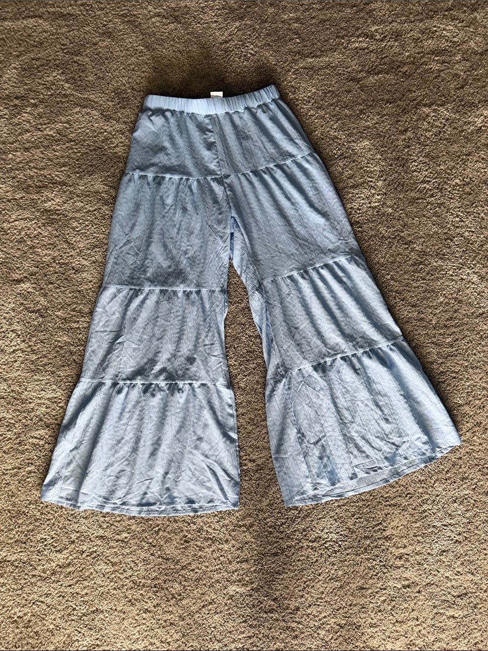 Light Blue Tiered Wide Leg Pants